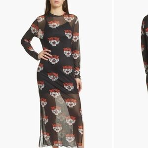 Dressed in LALA Black and Orange Tiger Print Dress With Slip